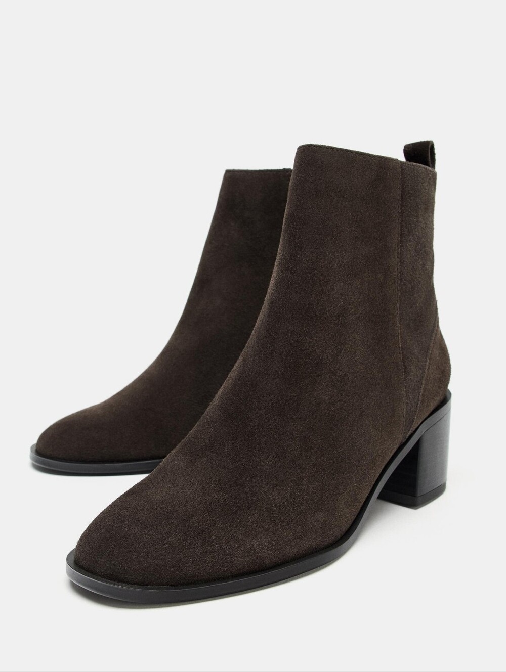 Zara Wide Leather Heals  Ankle Boots Size 7.5 US